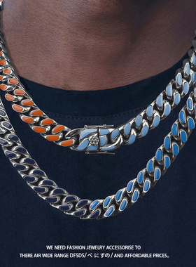 YUSTUDIO铜镀银情侣滴油彩色项链