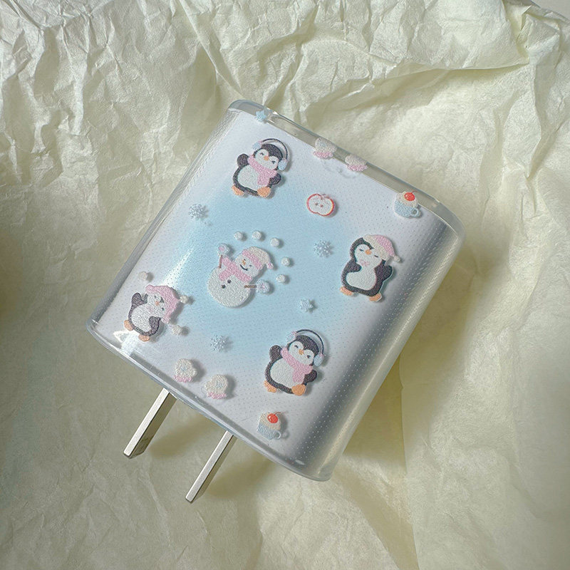 企鹅雪人充电器保护头适用于iPhone16/15数据线保护套缠绕线防折,淘宝优惠券,粉丝福利购,淘宝优惠卷