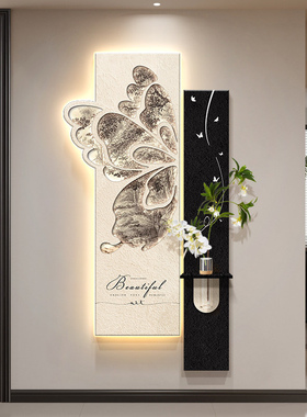 中古风玄关带灯装饰画2026新款