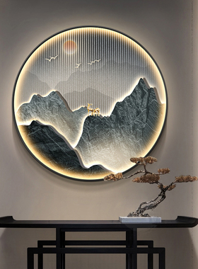 新中式入户玄关金山装饰画