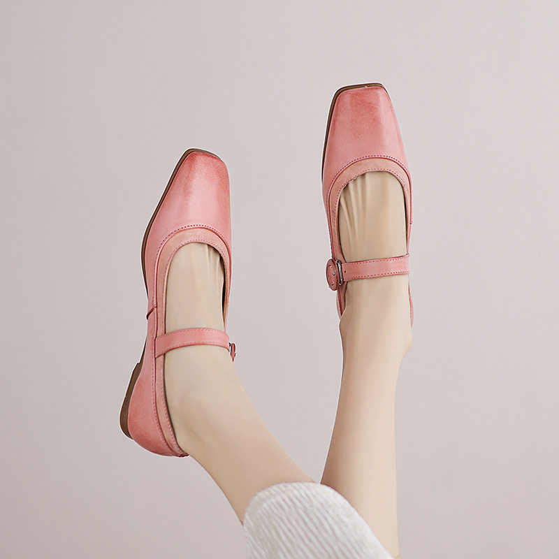小众真皮浅口法式平底鞋子一字扣带晚晚风百搭方头单鞋女2025新款,淘宝优惠券,粉丝福利购,淘宝优惠卷