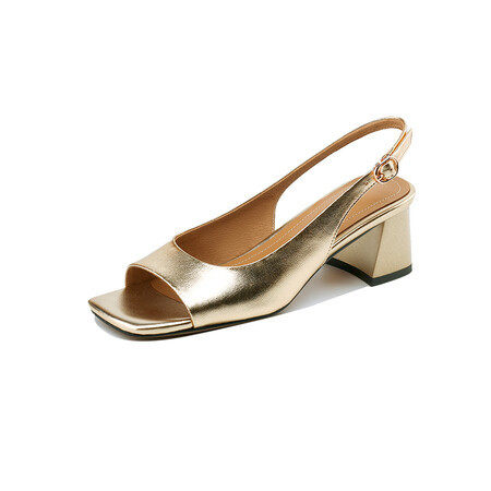 法式晚风真皮粗跟凉鞋女夏方头鱼嘴高跟鞋配裙子一字带银色大码41,淘宝优惠券,粉丝福利购,淘宝优惠卷