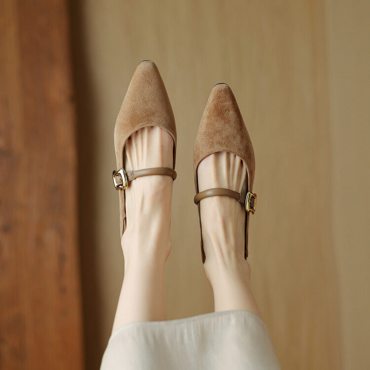 2025新款春秋羊皮法式玛丽珍鞋女低跟浅口单鞋女尖头平底鞋软底春,淘宝优惠券,粉丝福利购,淘宝优惠卷