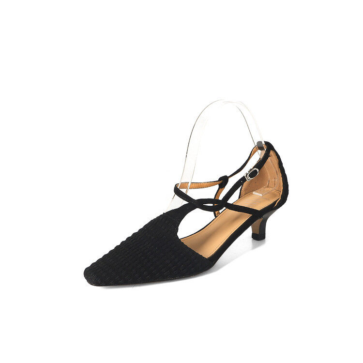 新款夏季简约浅口后空舒适凉鞋编织羊皮小猫跟包头单鞋时尚女鞋,淘宝优惠券,粉丝福利购,淘宝优惠卷