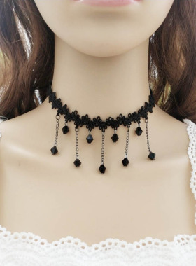 蕾丝低领配饰项链锁骨黑色颈带