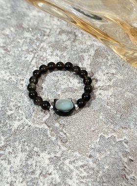 希山原创小众设计天然贝壳水晶弹力戒指女ins百搭显白食指环指环