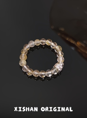 希山原创小众设计紫水晶串珠戒指女弹力简约素圈个性食指戒送女友