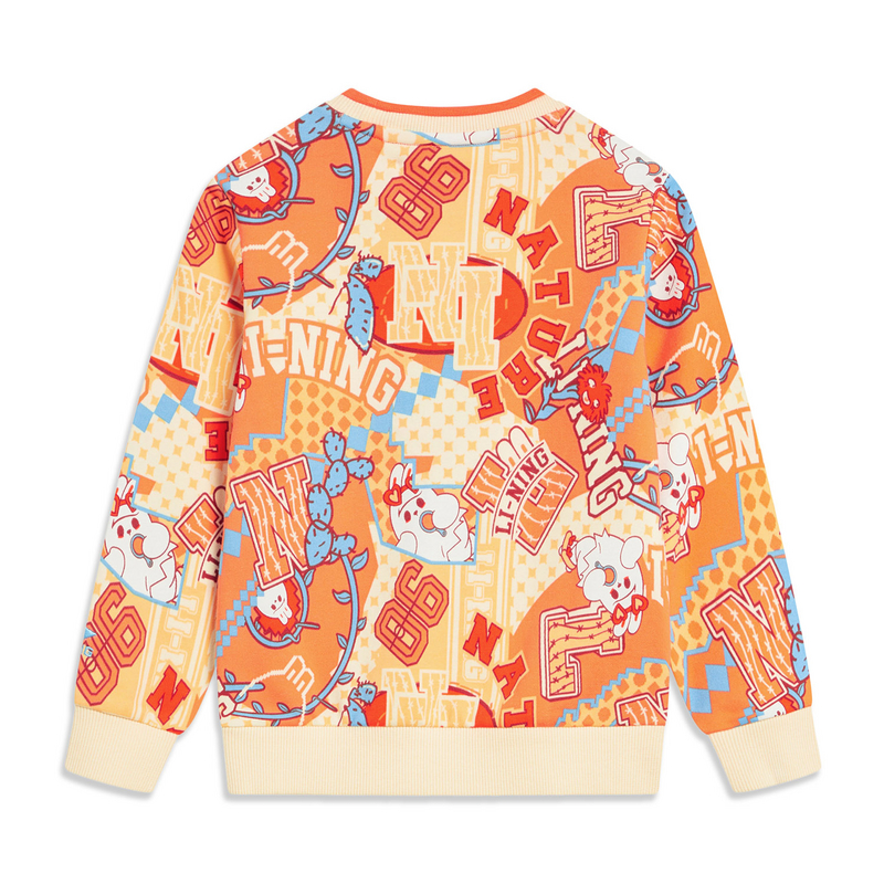 李宁卫衣女童秋运动生活系列透气常规套头无帽卫衣YWDT168--B品 - 图0