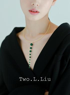 新中式复古国风潮璎珞项圈原创设计绿色石头吊坠