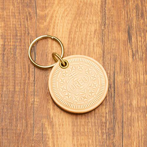 头层牛皮挂件 真皮挂件 奥利奥钥匙扣 植鞣牛皮饰品挂饰 创意小物 - 图3