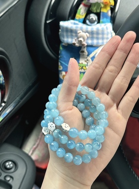 藍天白雲天然海蓝宝手串