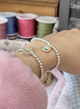 贝奇手作·原创苹果小象好运银色串珠叠戴百搭ins风多巴胺配色