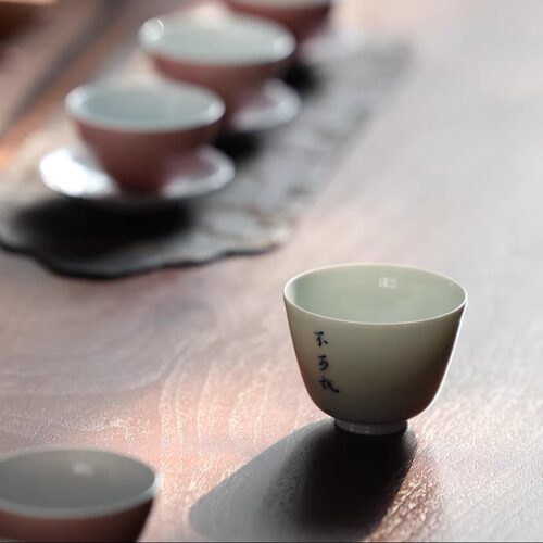 甜白釉 隋白杯 全手工 青花诗文 不可说 未闲&振桓  温润如玉 - 图2