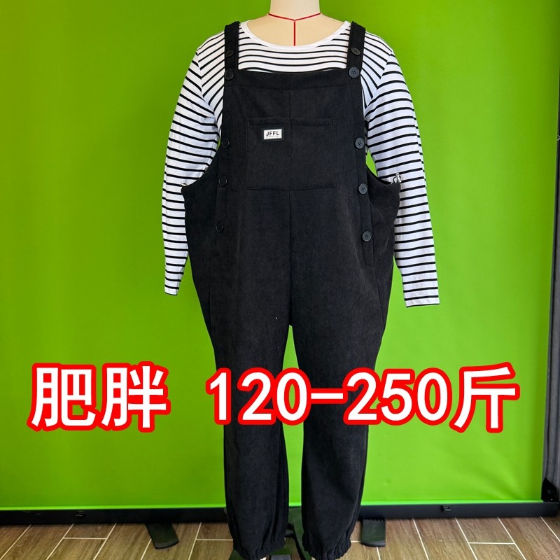 超肥女秋冬季外穿加绒保暖胖mm加肥加大200斤孕妇背带裤大码300斤,淘宝优惠券,粉丝福利购,淘宝优惠卷