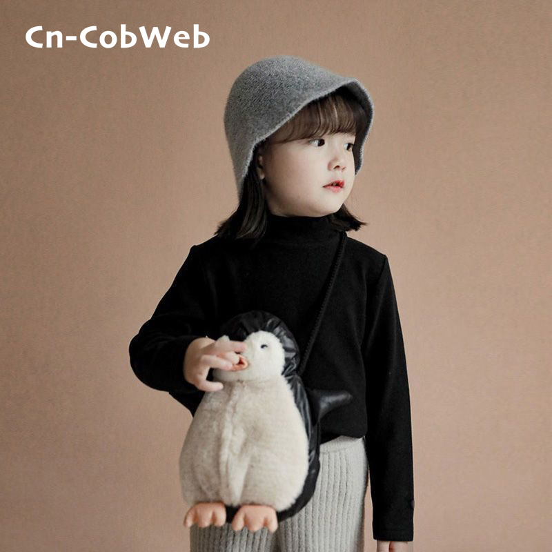 儿童纯棉半高领加厚长袖纯棉女童打底衫秋冬男童保暖上衣宝宝纯色 - 图2