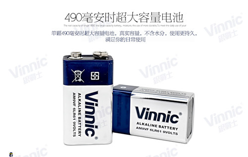 9v碱性电池vinnic电池万用表话筒麦克风叠层方块方形电池网线信号检测仪器烟雾报警器额头体温枪6LR61专用 - 图2