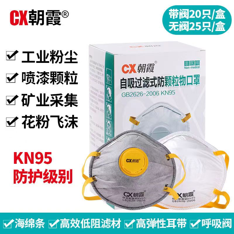 CX朝霞防尘口罩8088V杯型KN95颗粒物粉尘口罩打磨活性炭呼吸阀罩-图2