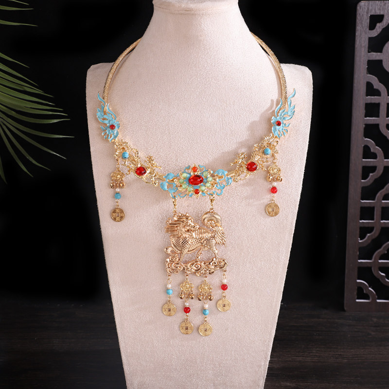 明制璎珞流苏项圈项链古风马面配饰麒麟锦鲤国风吊坠烧蓝汉服配饰,淘宝优惠券,粉丝福利购,淘宝优惠卷