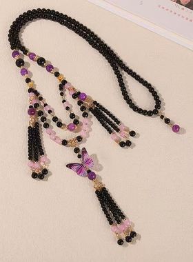 新中式汉服旗袍璎珞长流苏项链