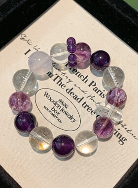 新款九紫离火手串 天然紫水晶单圈手链饰品女 紫水晶天然水晶手串