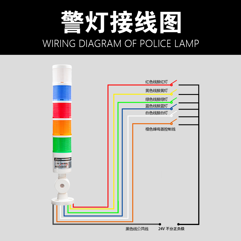 三色LED多色多层报警指示灯24v机床设备数控声光一体蜂鸣器警示灯