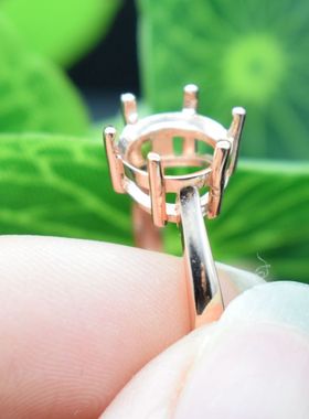 玫瑰金圆形戒指空托纯银韩版diy