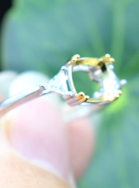 diy纯银镀18k白金色正方形戒托