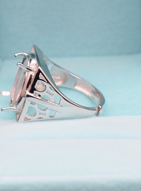 日常活圈镀18k白金男款戒指空托