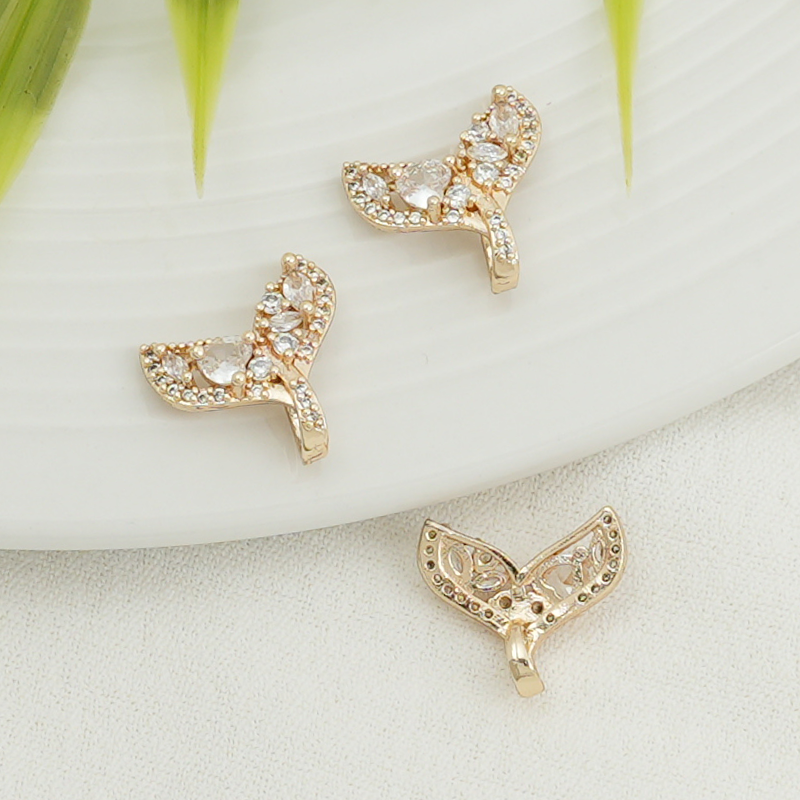 14K包金保色镶锆镂空鲸鱼尾吊坠diy手工挂坠挂饰手链项链饰品配件,淘宝优惠券,粉丝福利购,淘宝优惠卷