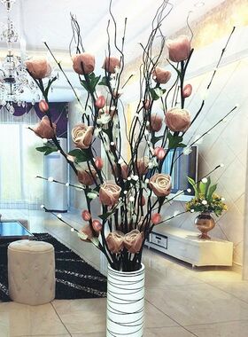 客厅干花玫瑰落地干花花+花瓶