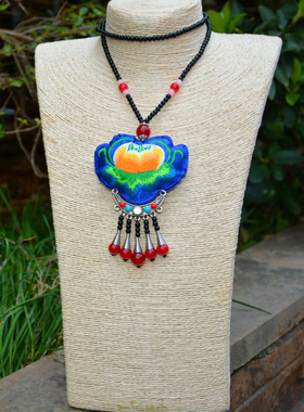 手工刺绣原创设计风苗银圆珠链