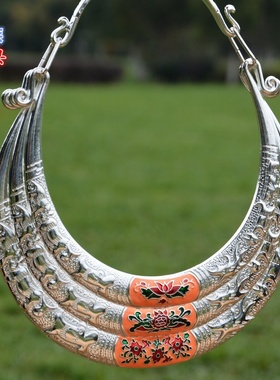 新款中国民族风苗银少数民族项链景颇族彝族气质百搭项圈演出配饰