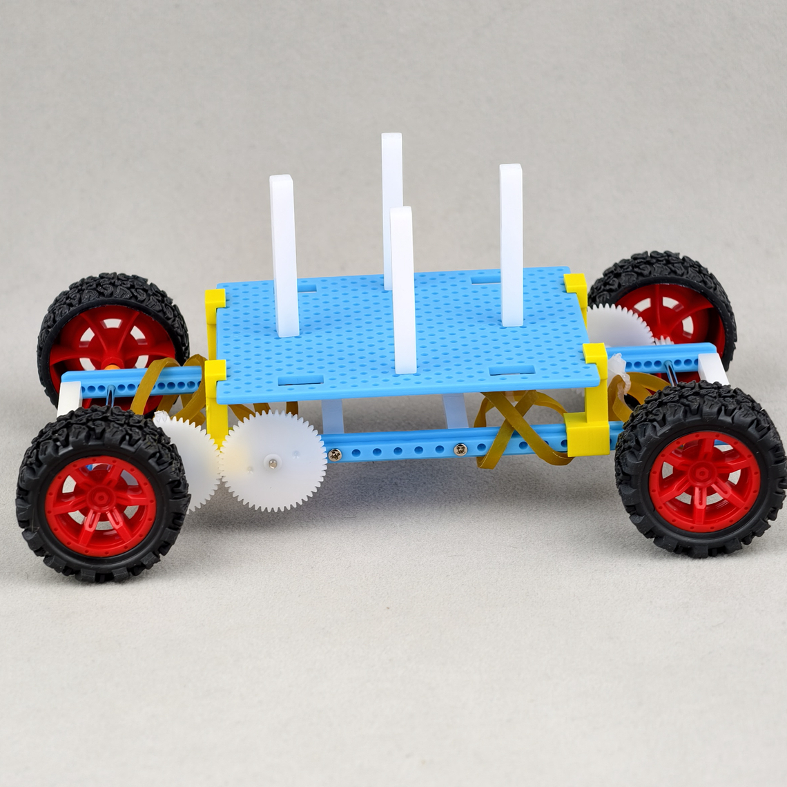 载物橡皮筋动力小车科学比赛无动力小车儿童科技节作品DIY模型 - 图2