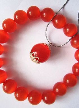 猫眼绿色手链粉色手链 五种颜色可选天然猫眼石手链项坠 水晶