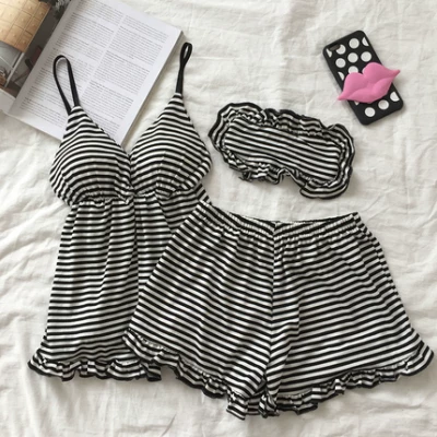 Летний сексуальный pijama, милый хлопковый комплект, топ с чашечками, корейский стиль, эффект подтяжки
