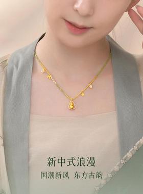 原创S925银镀金橄榄石锁骨链女款