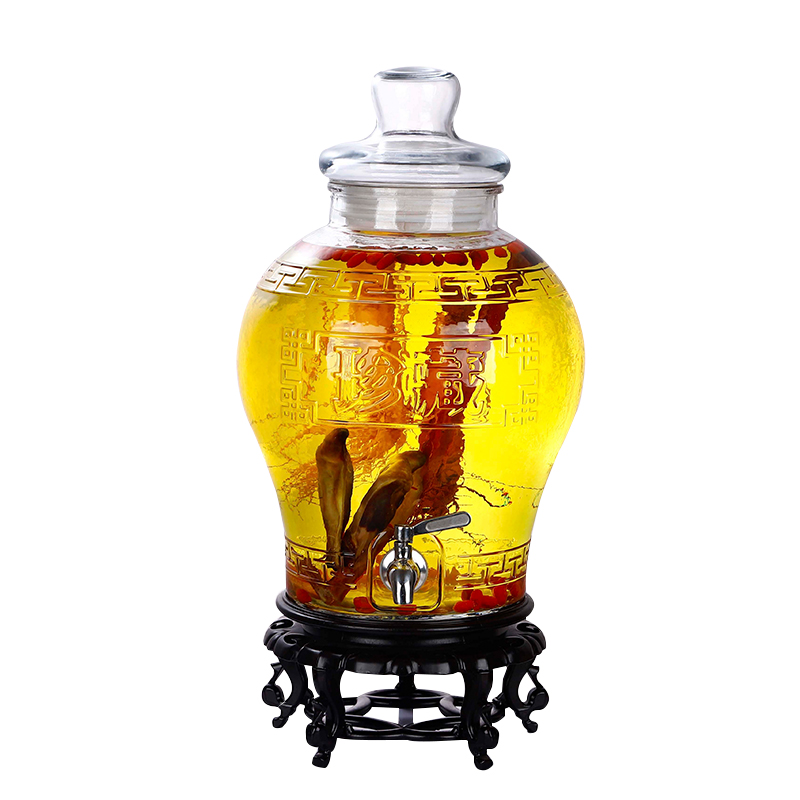 Thickened glass bottle lead-free household sealed jar with faucet