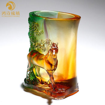 Glaze horse pen holder poem ອອກແບບສໍາລັບຄູອາຈານ commemorative decorations home gifts crafts Hong desk