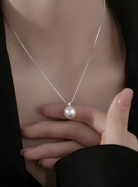 S925纯银淡水珍珠吊坠项链轻奢小众2025年新款爆款高级感女锁骨链