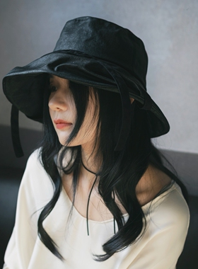 秋季暗黑风立体褶皱防风盆帽