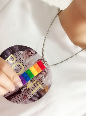 抖音耳环彩虹积木蹦迪土酷风项链