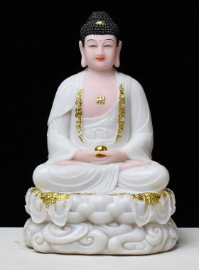 空心汉白玉全堂佛娑婆三圣四圣释迦牟尼地藏王观音菩萨弥勒佛摆件