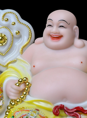 笑佛空心汉白玉大肚弥勒佛菩萨神像宽体招财家用供奉店铺摆件客厅