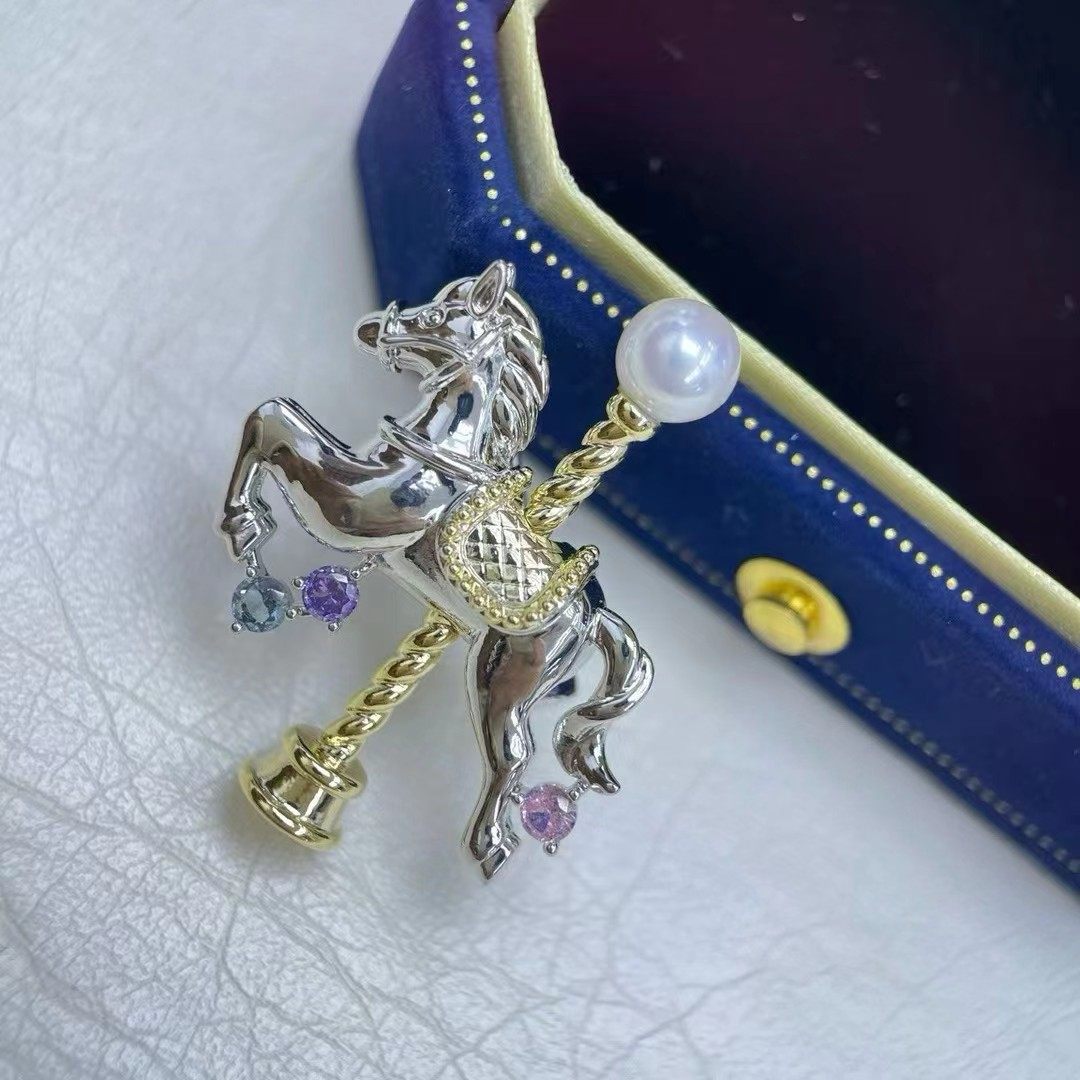 新年M家同款旋转木马合金配件diy配饰胸针配件可配5-6-7mm珍珠,淘宝优惠券,粉丝福利购,淘宝优惠卷