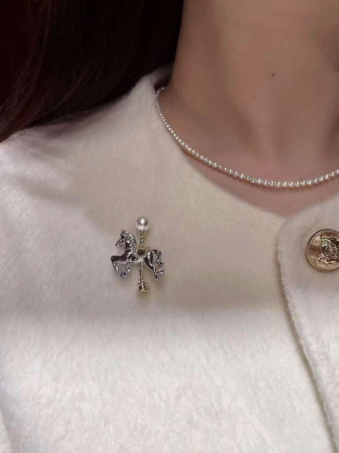 新年M家同款旋转木马合金配件diy配饰胸针配件可配5-6-7mm珍珠,淘宝优惠券,粉丝福利购,淘宝优惠卷