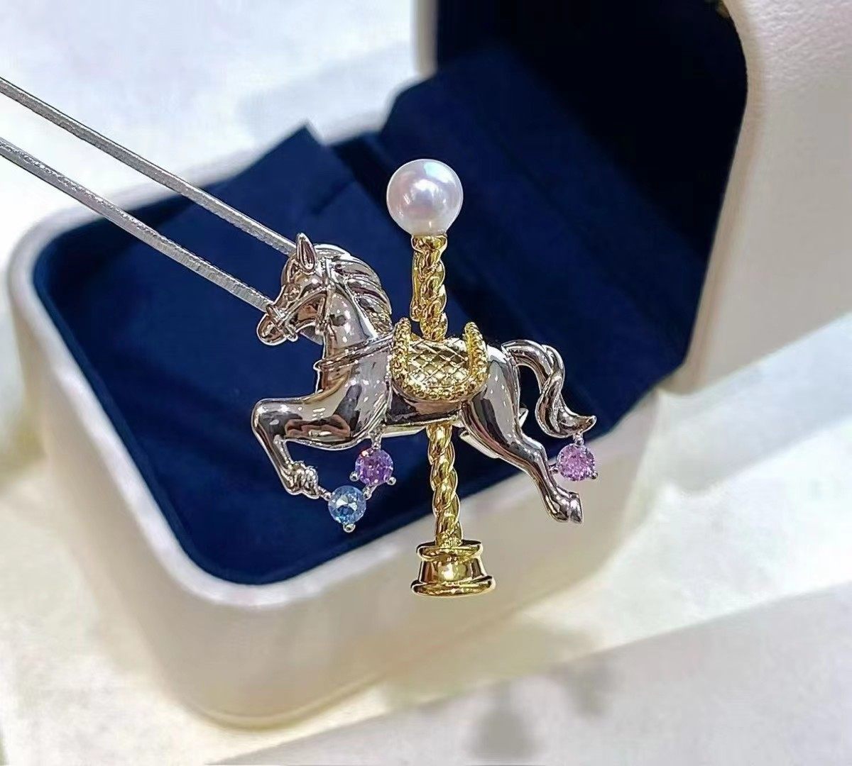 新年M家同款旋转木马合金配件diy配饰胸针配件可配5-6-7mm珍珠,淘宝优惠券,粉丝福利购,淘宝优惠卷