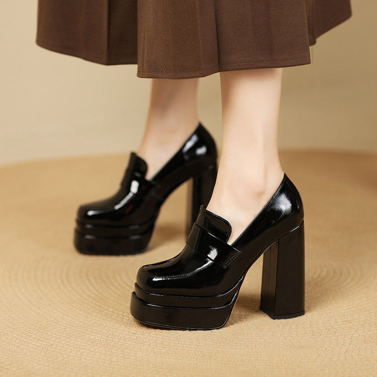 方头青年粗跟牛皮/猪皮内里头层牛皮深口单鞋,淘宝优惠券,粉丝福利购,淘宝优惠卷