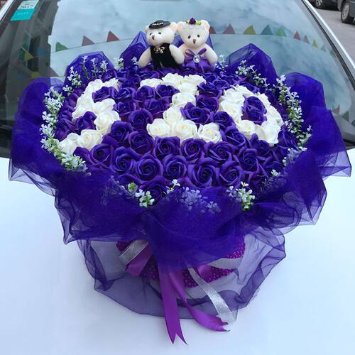 新款99朵仿真玫瑰花束成品香皂玫瑰花束生日情人节元旦圣诞节礼品 - 图1