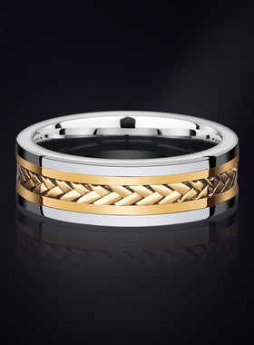 不撞款戒指编织镶18K金轻奢男戒