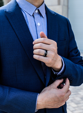 轻奢黑金真钻男戒黑色百搭时尚